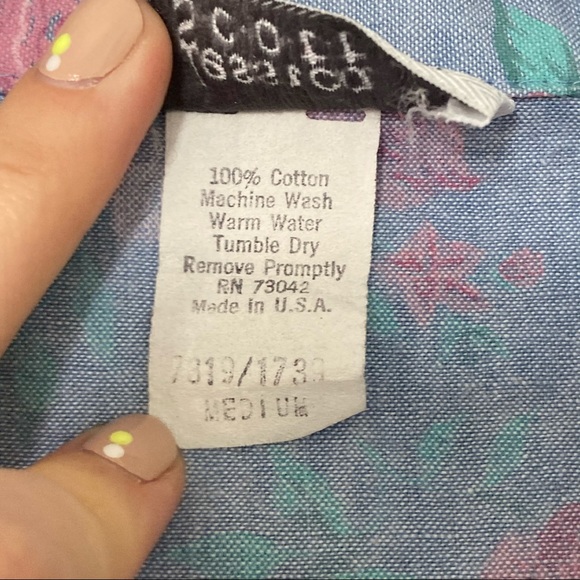 Vintage cotton denim floral print blazer M - Picture 9 of 15